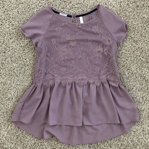 Merona Lace Peplum Mauve Top